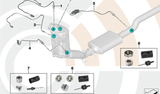 NOX -Sonde für BMW 1 F20N -Serie, F21N, F40, Serie 2 F22N, F23N, F44, F45N, F46N, 3 F30N -Serie, F31N, F34N, Serie 4 F32N, F33N, F36N, X1 F48, F48n, x2 F39, Mini F54 , F55, F56, F57, F60 (OEM 13628580408). Original BMW.