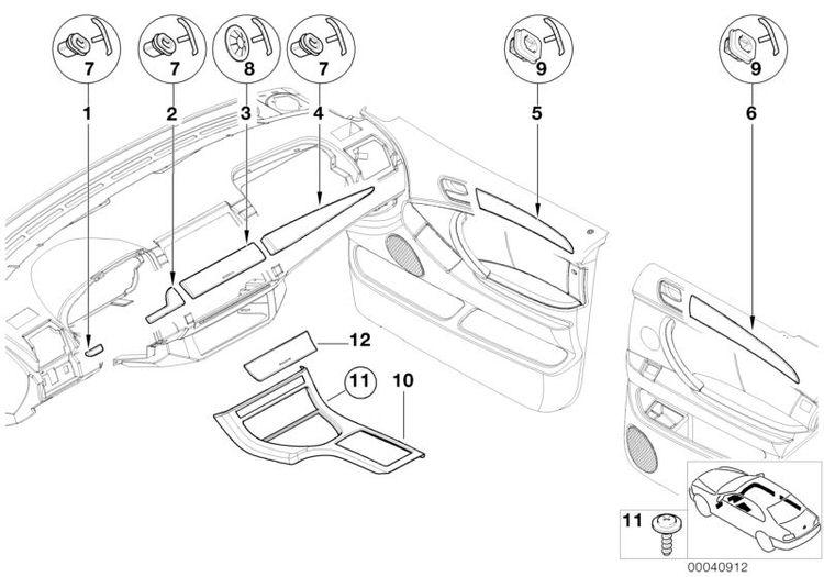 Moldura Color Plata De La Consola Central Para Bmw E53. Original Recambios