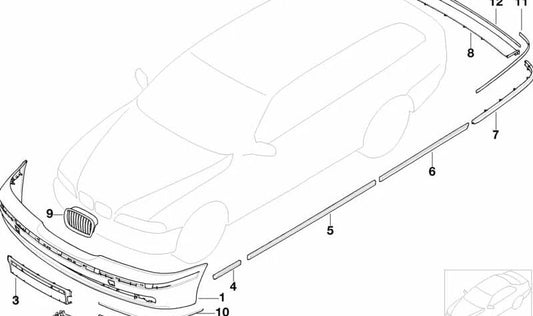 Front Right Primed Door Molding for BMW E39 (OEM 51137036706). Original BMW