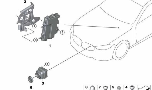 Nachtsichtkamera für BMW Serie 3 G20, G21, Serie 5 F07N, F10, F11, F18, F90, G30, G31, G38, Serie 6 F06, F12, G32, Serie 7 G11, G12, Serie 8 F91, F92, F93 , G14, G15, G16, X5 F15, F85, F95, G05, X6 F16, F86, F96, G06, X7 G07 (OEM 66549322653). Oder