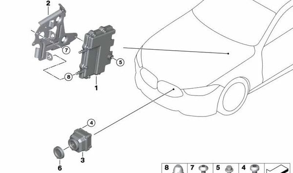 Cámara de Visión Nocturna para BMW Serie 3 G20, G21, Serie 5 F07N, F10, F11, F18, F90, G30, G31, G38, Serie 6 F06, F12, G32, Serie 7 G11, G12, Serie 8 F91, F92, F93, G14, G15, G16, X5 F15, F85, F95, G05, X6 F16, F86, F96, G06, X7 G07 (OEM 66549322653). Or