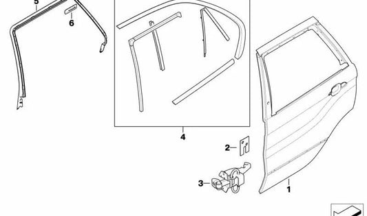 Freno de puerta trasero para BMW X5 E53 (OEM 51227168776). Original BMW