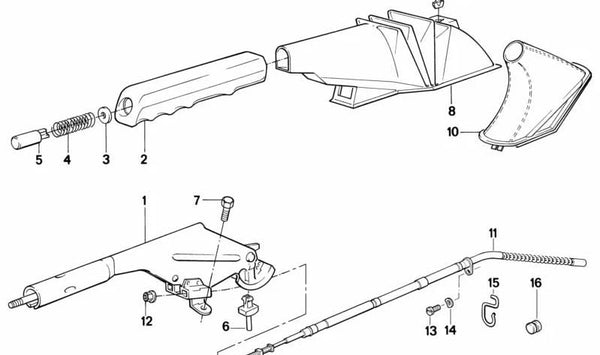 Palanca de freno de mano OEM 34411156292 para BMW E34. Original BMW