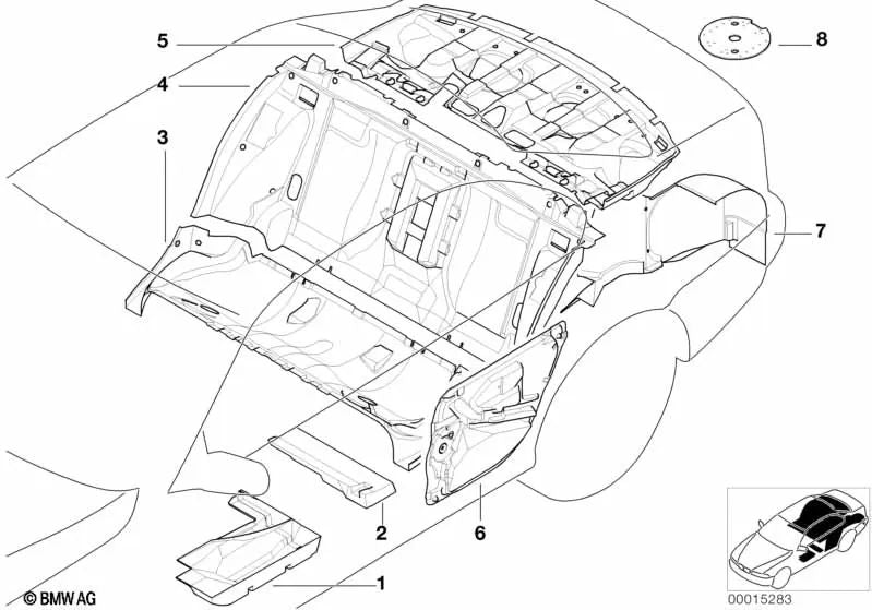 Isolation acoustique Porte arrière gauche pour BMW E39 (OEM 51488159937). BMW d'origine