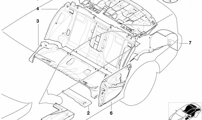 Aislante acústico puerta trasera derecha OEM 51488230222 para BMW Serie 5 (E39). Original BMW.