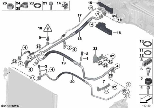 Tubería de aspiración para BMW Serie 5 F07N, F10, F10N, F11, F11N, F18, F18N (OEM 64539253594). Original BMW.