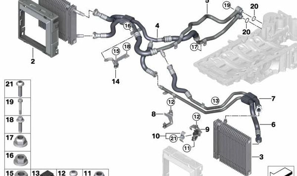 Clip superior OEM 17217594325 para BMW F07, F10, F11, F06, F12, F13, F01, F02, G12. Original BMW.