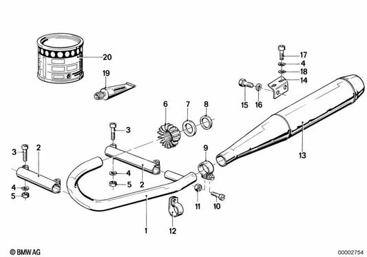 Rechter Schalldämpfer für BMW E46, F30, F80 (OEM 18121337158). Original BMW