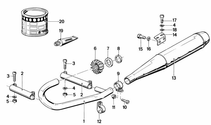 Abrazadera de escape OEM 18211336553 para BMW R50. Original BMW.