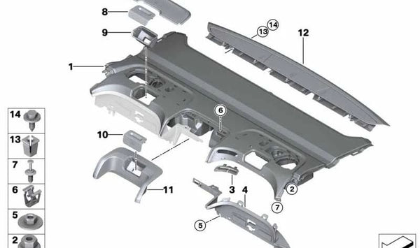 Soporte estante derecho para BMW Serie 7 G11, G12 (OEM 51467428772). Original BMW.