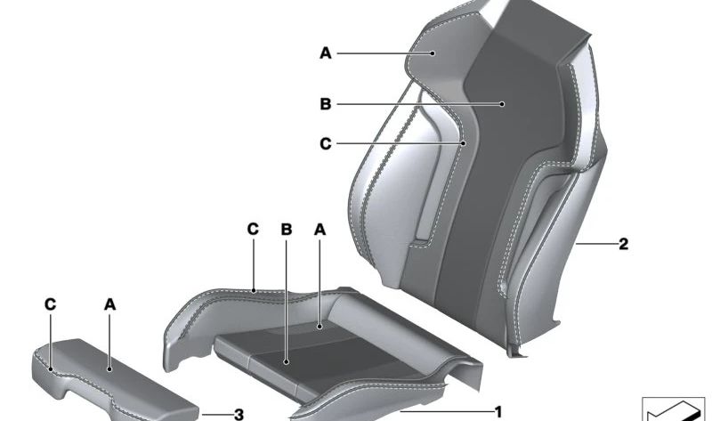 Funda de respaldo asiento deportivo en cuero original OEM 52107993775 para BMW G80, G81, G82, G83. Original BMW.