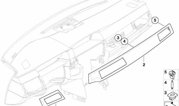 Listón decorativo para BMW Serie 5 E60N, E61N (OEM 51456989006). Original BMW