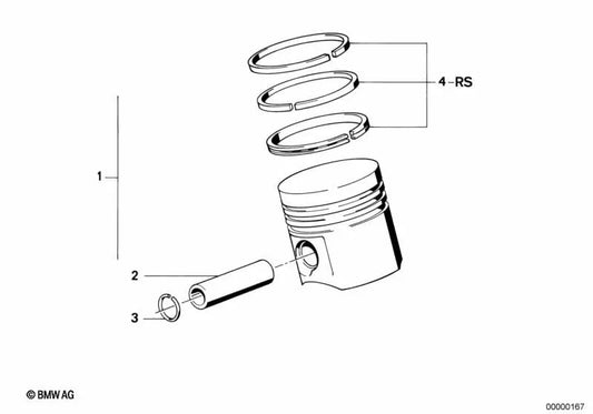 Kit de reparación de segmentos de pistón para BMW E34, E24, E32 (OEM 11251714384). Original BMW