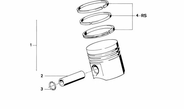 Juego de segmentos de pistón OEM 11251319102 para BMW E23, E24, E28, E32, E34. Original BMW.