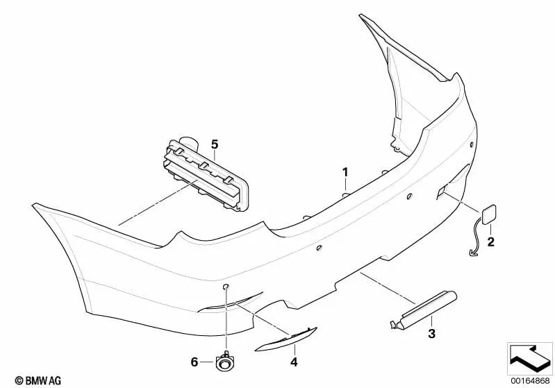 Carcasa de parachoques trasero imprimado para BMW E60 (OEM 51127077940). Original BMW