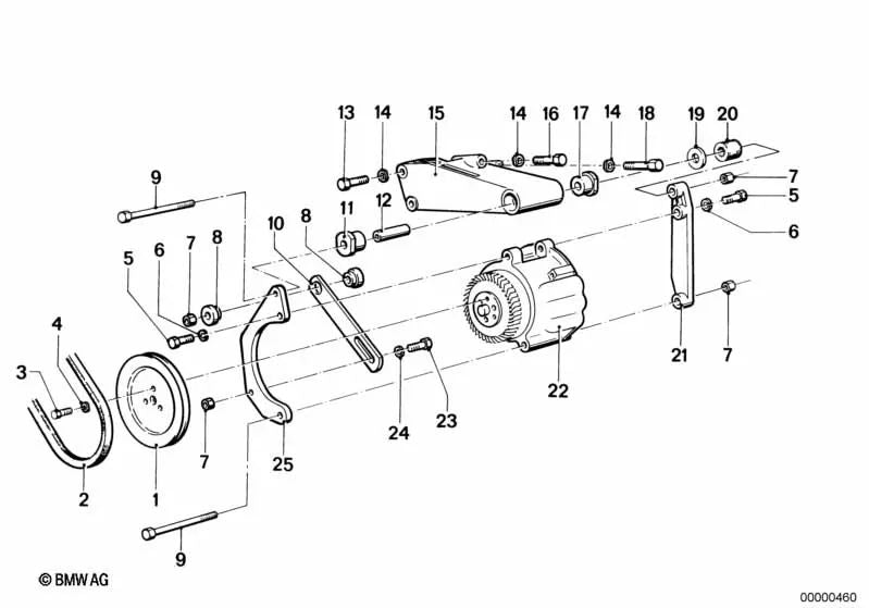 Correa trapezoidal para BMW Serie 3 E21, E30, Serie 5 E34 (OEM 32421717953). Original BMW