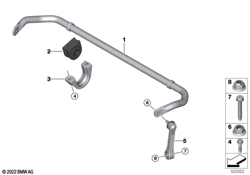 Estabilizador Eje Trasero para BMW G05, G07 (OEM 33556893547). Original BMW