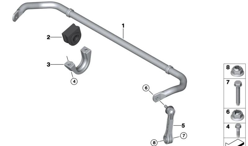 Stabilizer Rubber Support for BMW X5 G05, G05N, X6 G06, G06N, X7 G07N (OEM 33556889561). Genuine BMW