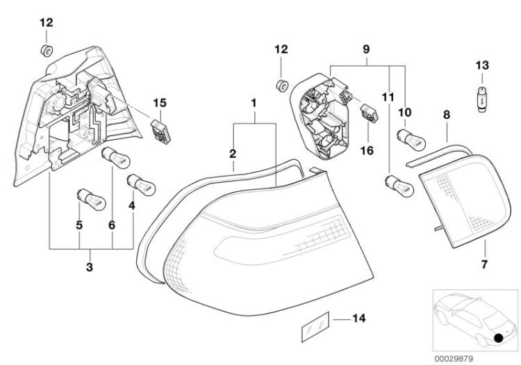 Portalámpara Lado Tapa Maletero Para Bmw E46. Original Recambios