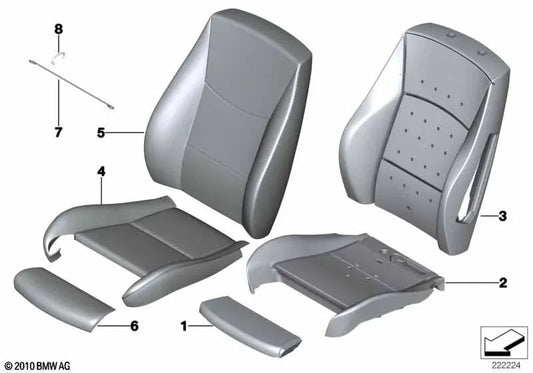 Rechter Sportsitz-Rückenlehnenbezug aus Leder für BMW F25, F26 (OEM 52107255686). Original BMW