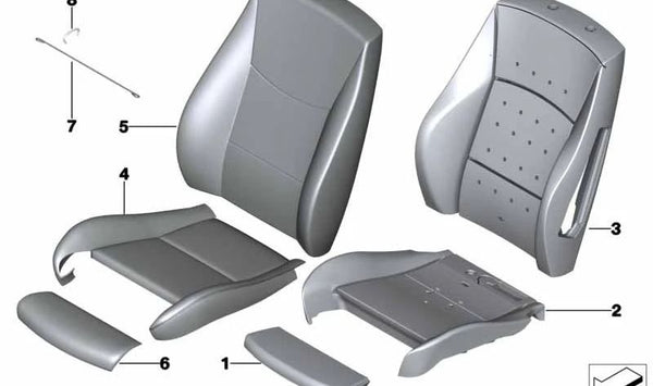 Funda Asiento Deportivo Respaldo Cuero Izquierdo para BMW X3 F25, X4 F26 (OEM 52107367019). Original BMW