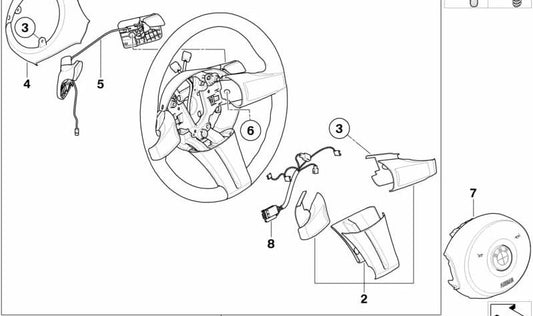 Ledersportlenkrad mit Airbag zum Wechsel SMG OEM 32306763530 für BMW E85 (Z4). Original BMW.