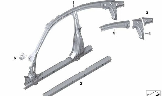 Rinforzo di ingresso destro per BMW F30, F31, F80, F32, F36, F82 (OEM 41217297978). BMW originale.