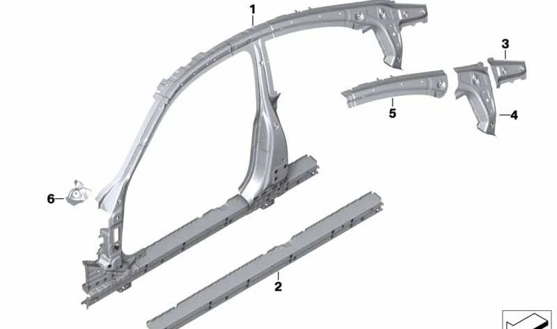 Rechte C-Säulenverstärkung für BMW F32, F82 (OEM 41007343116). Original BMW