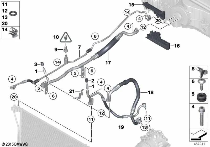 Tubería de aspiración para BMW Serie 5 F10, Serie 6 F06, F12, F13 (OEM 64539218928). Original BMW.