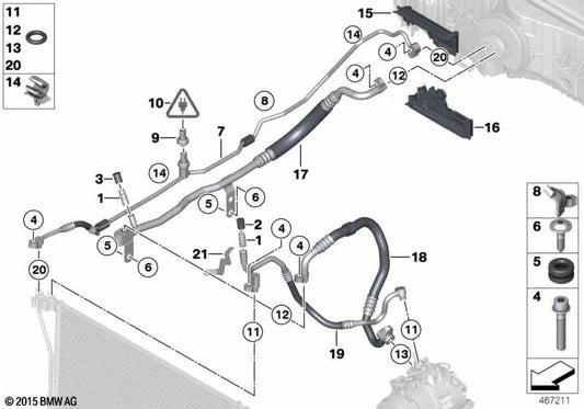 Intake pipe for BMW 5 Series F10, 6 Series F06, F12, F13 (OEM 64539218928). Original BMW.