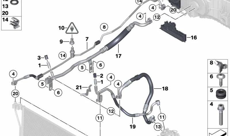 OEM -Klimaanlage -Druckrohr 64539218930 für BMW F10, F06, F12, F13. Original BMW.