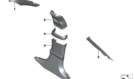 Cubierta del Pilar A Alcantara izquierda para BMW F93, G16 (OEM 51437995497). Original BMW