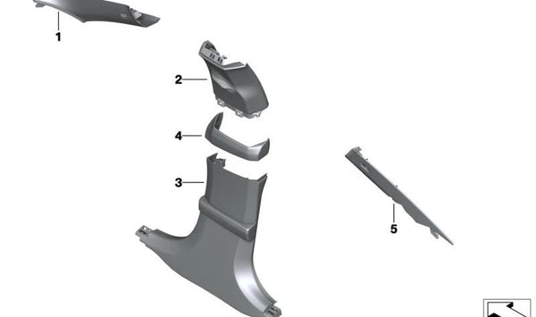 Revestimiento de pilar A en Alcantara (izquierdo) OEM 51437995495 para BMW F93 (M8 Gran Coupé), G16 (Serie 8 Gran Coupé). Original BMW.