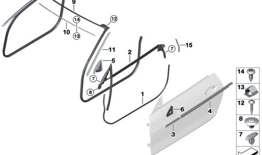 Guide du côté avant droit OEM 51337482780 pour BMW G23. BMW d'origine.