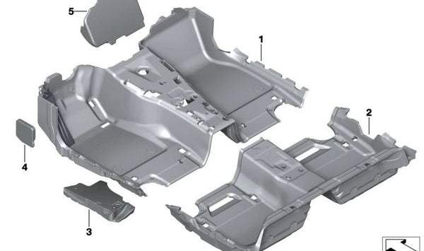 Insertador del suelo delantero derecho para BMW F90, G30, G31, G38, G12 (OEM 51477400802). Original BMW