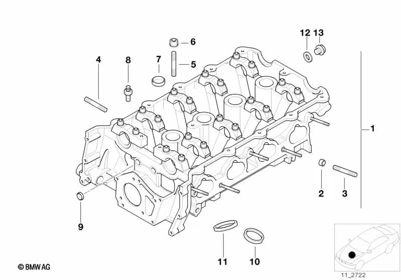 Culata para BMW Serie 3 E36 (OEM 11121433913). Original BMW.