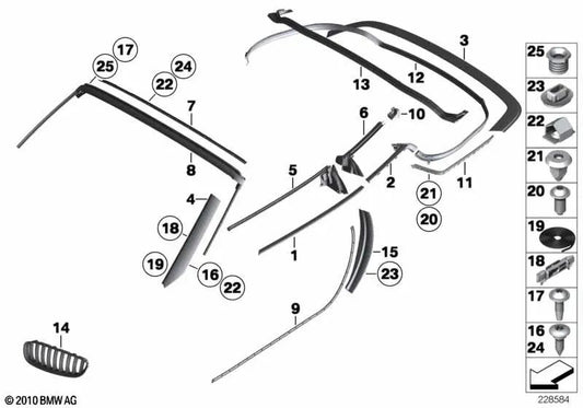 Sellador para juntas derecho para BMW Z4 E89 (OEM 51337203672). Original BMW