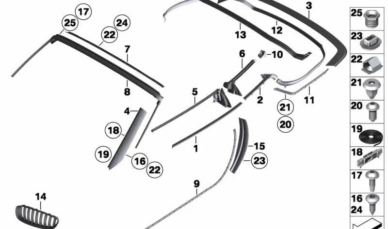 Sellado de junta izquierda OEM 51337203671 para BMW Z4 E89. Original BMW.