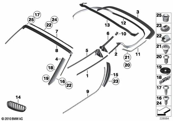 Moldura superior del parabrisas para BMW Z4 E89 (OEM 51717237061). Original BMW