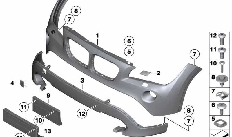 Tapa gancho remolque delantero OEM 51117345034 para BMW E84 (X1). Original BMW.