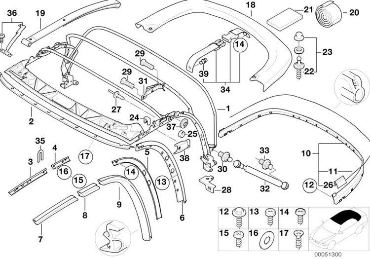 Rail Delantero (Capota Techo Corredizo) Para Bmw Z3. Original Recambios