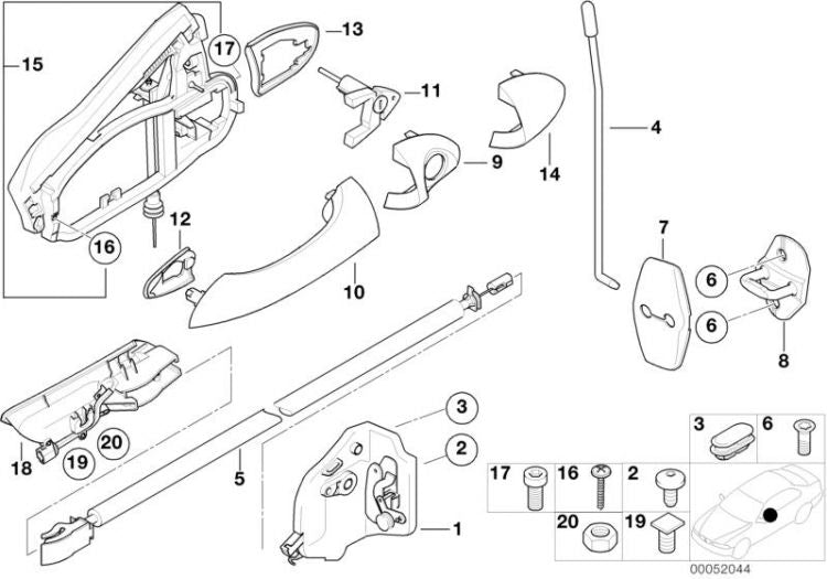 Portador Tirador Empuñadura Manija Puerta Delantera Para Bmw X5 E53. Original Recambios