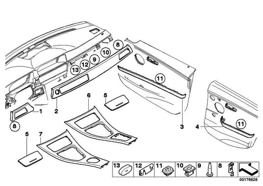 Tira Decorativa Puerta Trasera Izquierda Satin Silver Bmw E90 E91 . Original Recambios