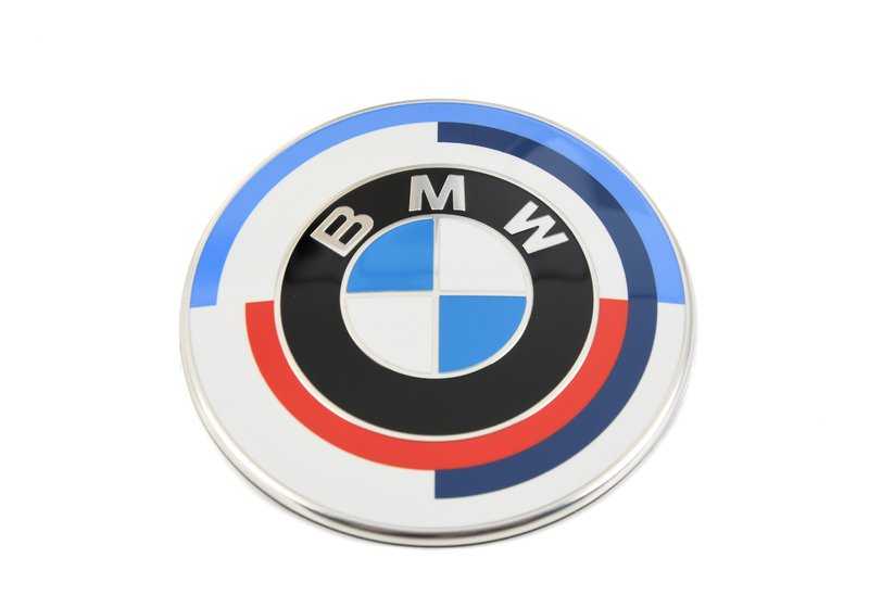 Emblema logo 82mm capo o maletero Aniversario BMW 50 años. Original BMW