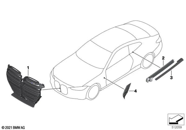 Rejilla Decorativa Delantera para BMW G82, G83 (OEM 51138081142). Original BMW