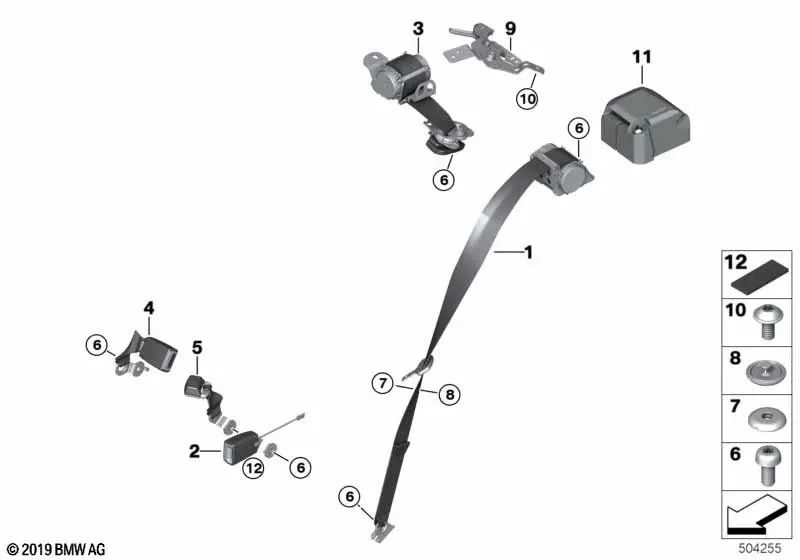 Obergurt trasero izquierdo para BMW F48N (OEM 72119476913). Original BMW.