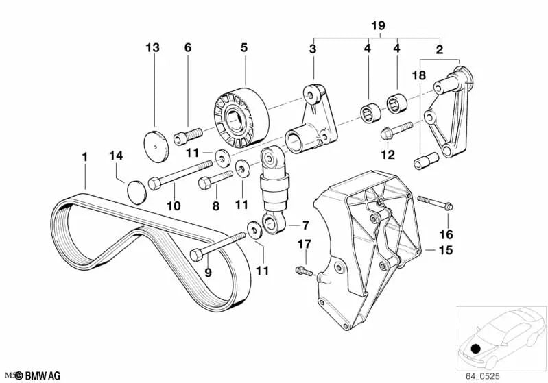 Correa acanalada para BMW E36, E34, E39, E38 (OEM 11281437449). Original BMW