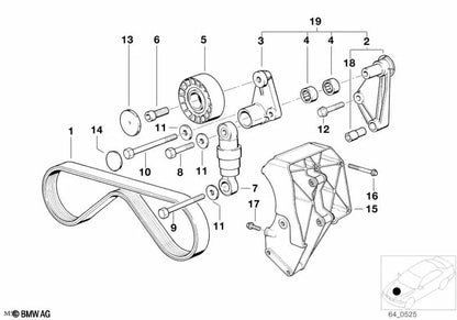 Correa acanalada para BMW E36, E34, E39, E38 (OEM 11281437449). Original BMW