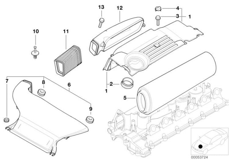 Original Bmw Cubierta Silenciador De Admisión Para E46. Recambios