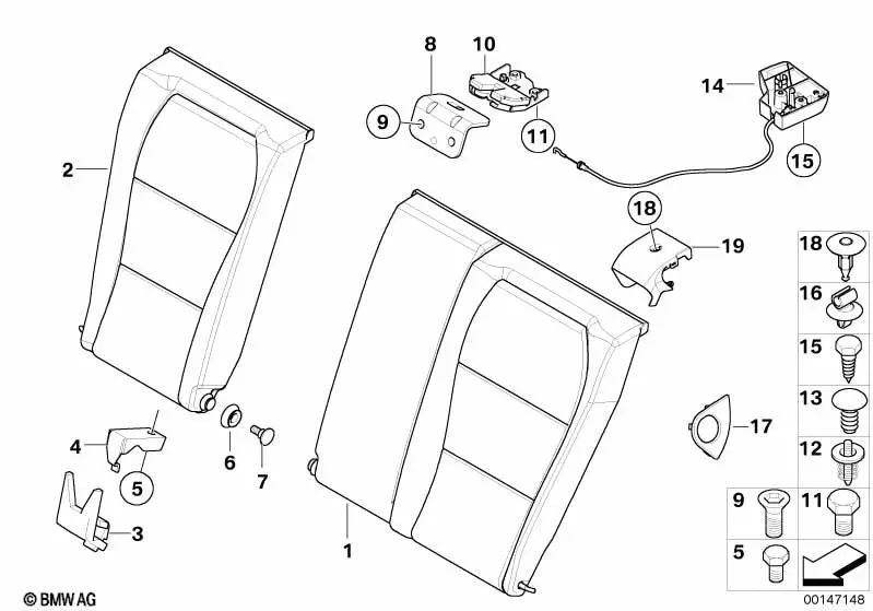 Unidad de accionamiento derecha para BMW E46 (OEM 52208240508). Original BMW.